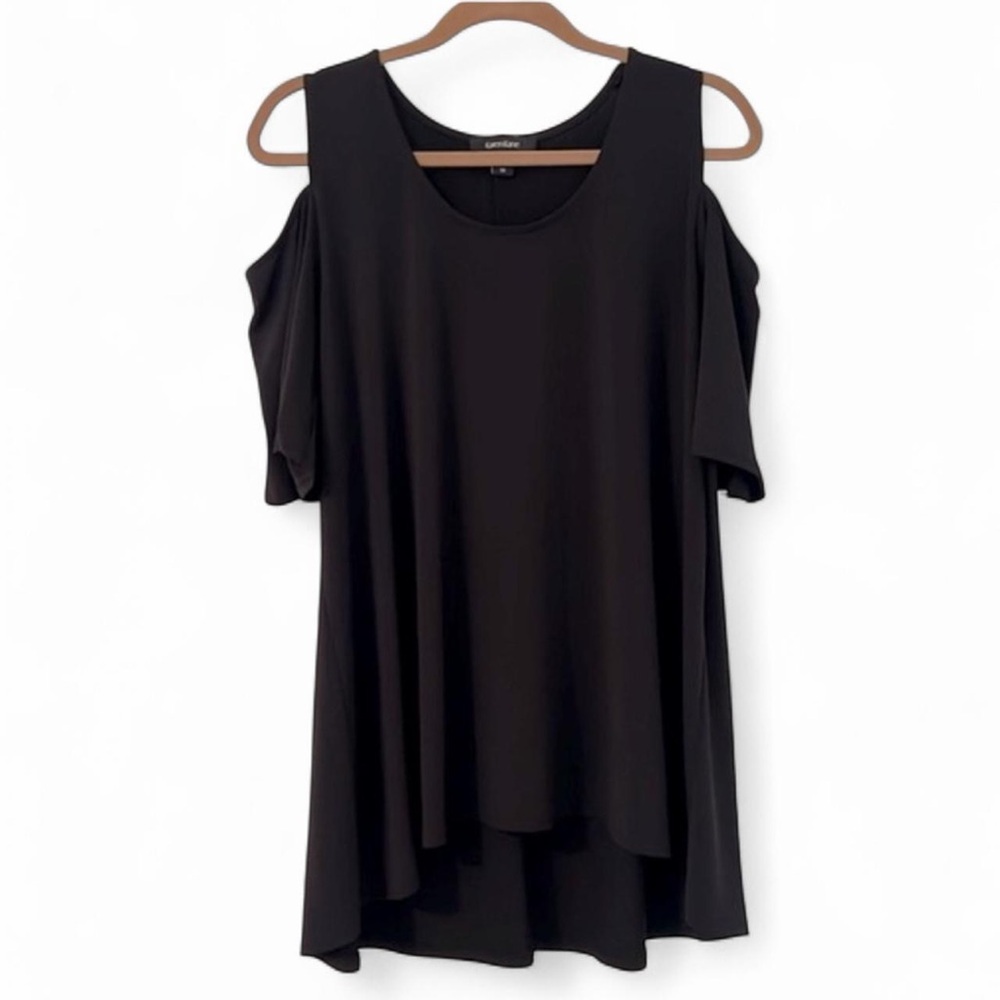 Karen Kane Black Flutter Sleeve Top 1X - Picture 2 of 8